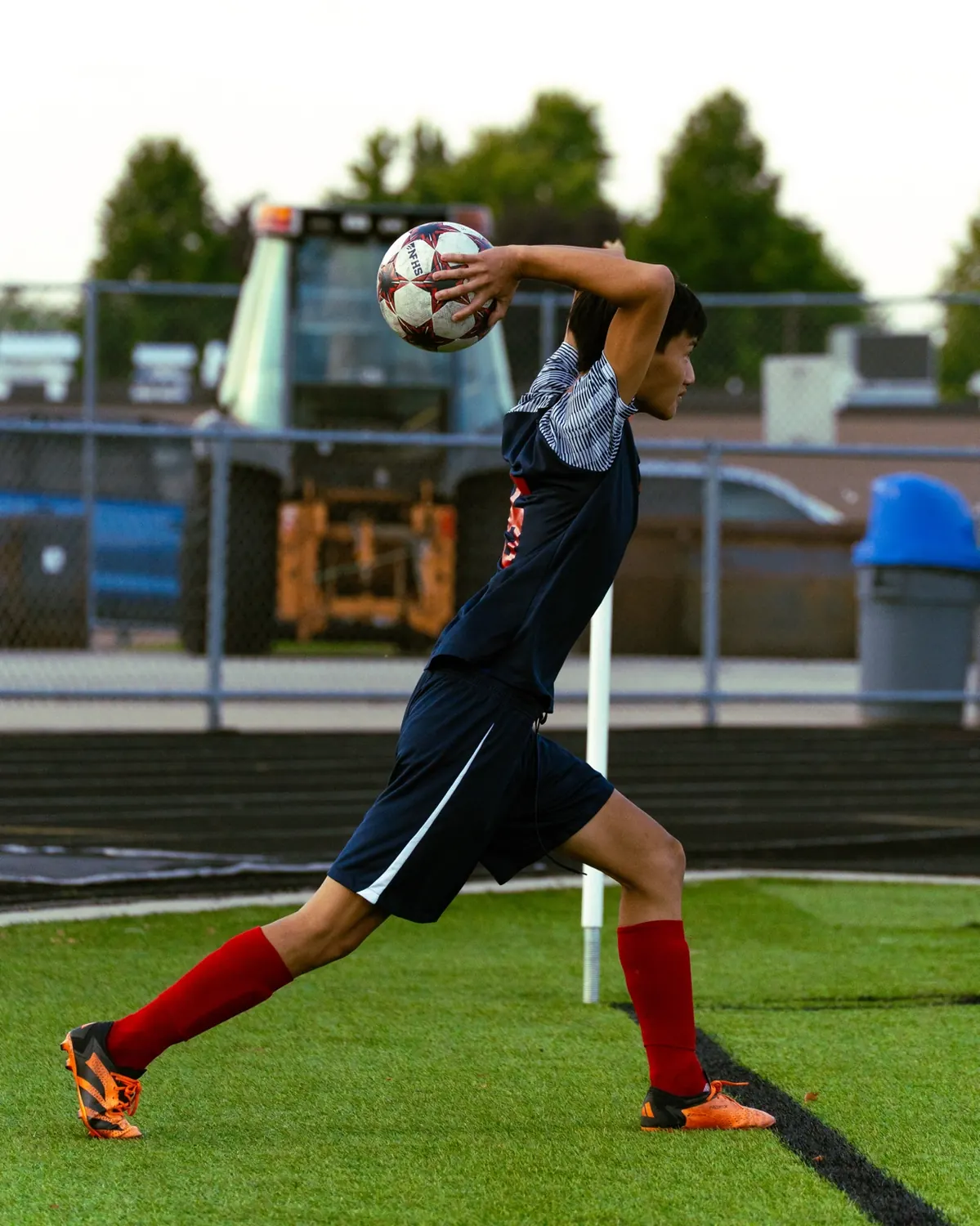 Soccer player taking a throw-in